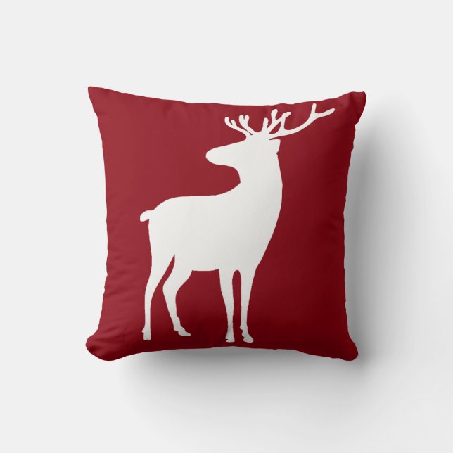 Any Colour Monogram Reindeer 2 Sided Pillow (Front)