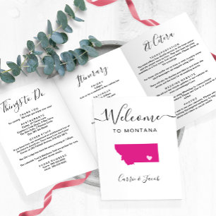 Any Colour Montana Map Wedding Welcome Itinerary Tri-Fold Programme