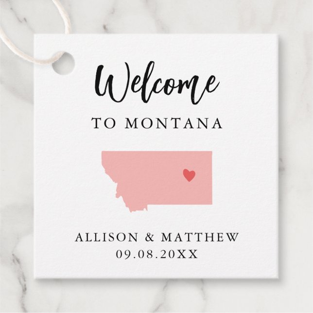 Any Colour Montana Wedding Welcome Bag Favour Tags (Front)