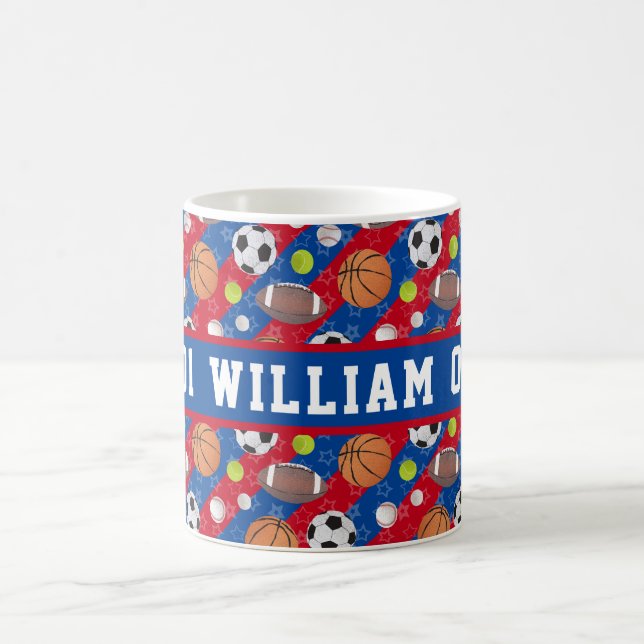 Any Colour – Multi Ball Sports  Coffee Mug (Center)