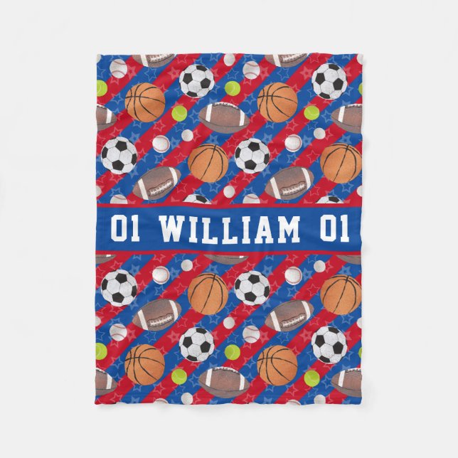 Any Colour – Multi Ball Sports  Fleece Blanket (Front)