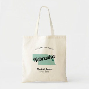 Any Colour Nebraska Map Wedding Welcome Bag, Tote Bag
