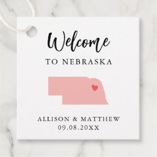 Any Colour Nebraska Wedding Welcome Bag Favour Tags