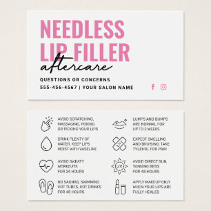 Any Colour Needles Lips Filler Aftercare Card