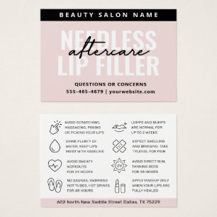 Any Colour Needles Lips Filler Aftercare Card