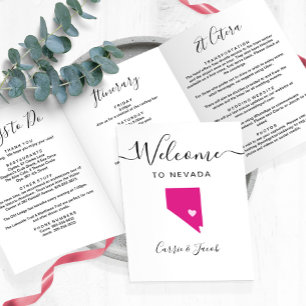 Any Colour Nevada Map Wedding Welcome Itinerary Tri-Fold Programme