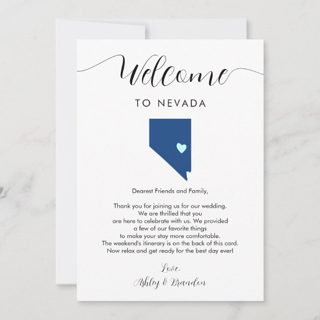 Any Colour Nevada Wedding Welcome Itinerary (Front)