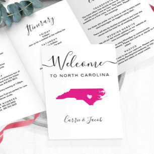 Any Colour North Carolina Wedding Welcome Itinerar Tri-Fold Programme