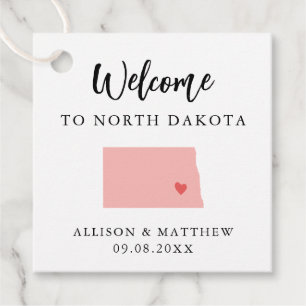 Any Colour North Dakota Wedding Welcome Bag Favour Tags