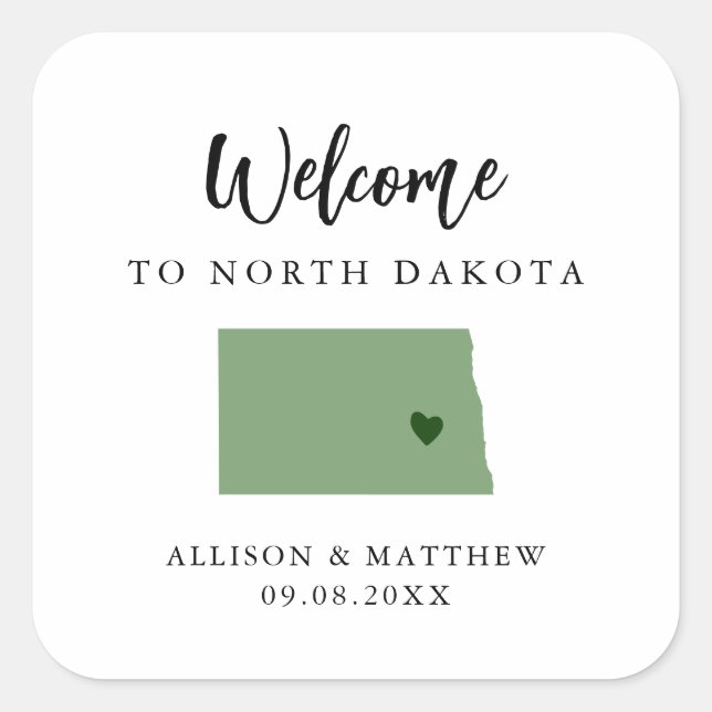 Any Colour North Dakota Wedding Welcome Bag  Square Sticker (Front)