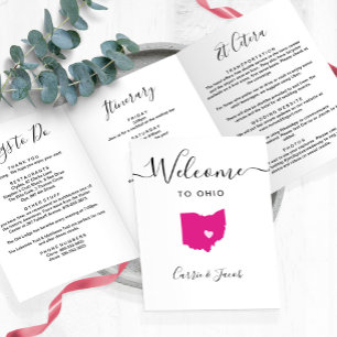 Any Colour Ohio State Map Wedding Welcome Itinerar Tri-Fold Programme