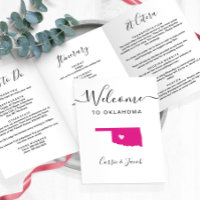 Any Colour Oklahoma Map Wedding Welcome Itinerary