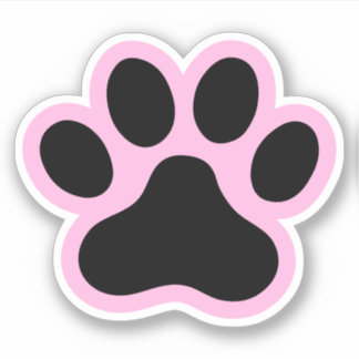Any colour or pink and black paw print sticker
