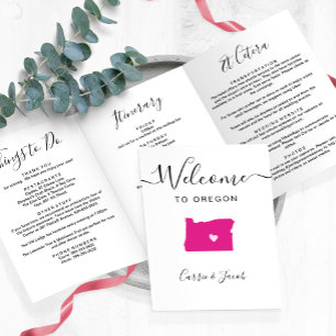 Any Colour Oregon Map Wedding Welcome Itinerary Tri-Fold Programme