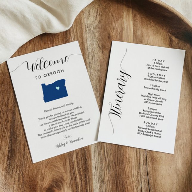 Any Colour Oregon Wedding Welcome Itinerary (Creator Uploaded)