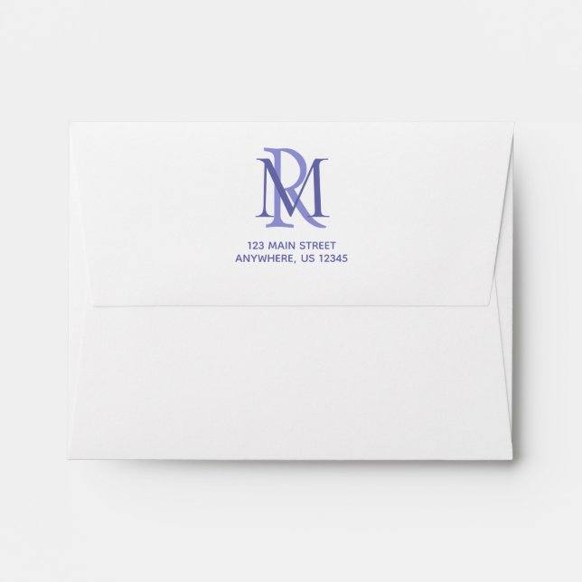 Any Colour Overlapping Initials Monogram Envelopes (Back (Top Flap))