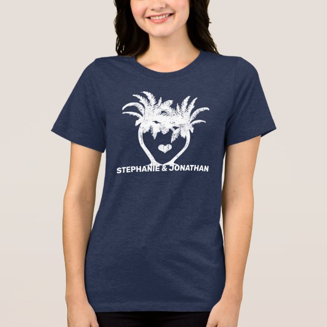 Any Colour Palm Tree Beach Wedding Tri-Blend Shirt (Front)