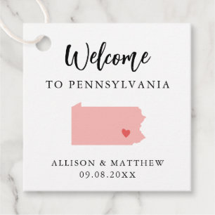Any Colour Pennsylvania Wedding Welcome Bag Favour Tags