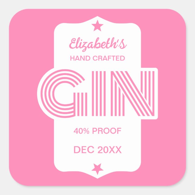 Any Colour Personalised Gin Sticker (Front)