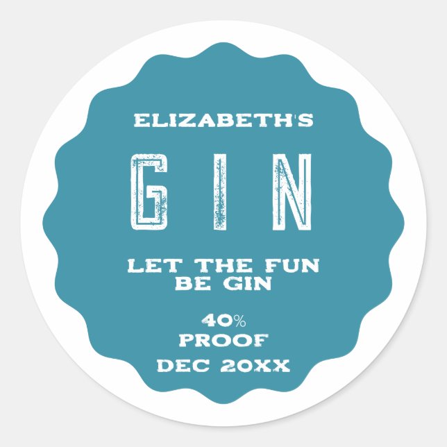 Any Colour Personalised Gin Sticker (Front)