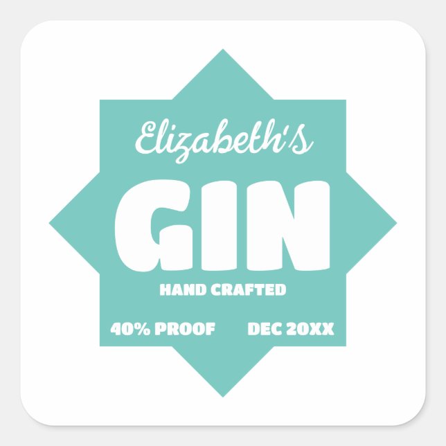 Any Colour Personalised Gin Sticker (Front)