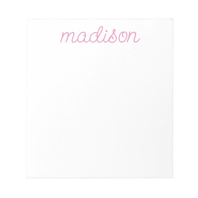 Any Colour - Personalised Script Cute Name Notepad (Front)