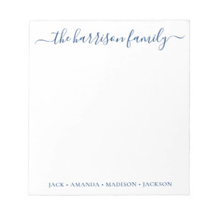 Any Colour Personalised Script Family Notepad