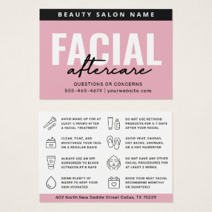 Any Colour Pink Facial Aftercare Instructions Card