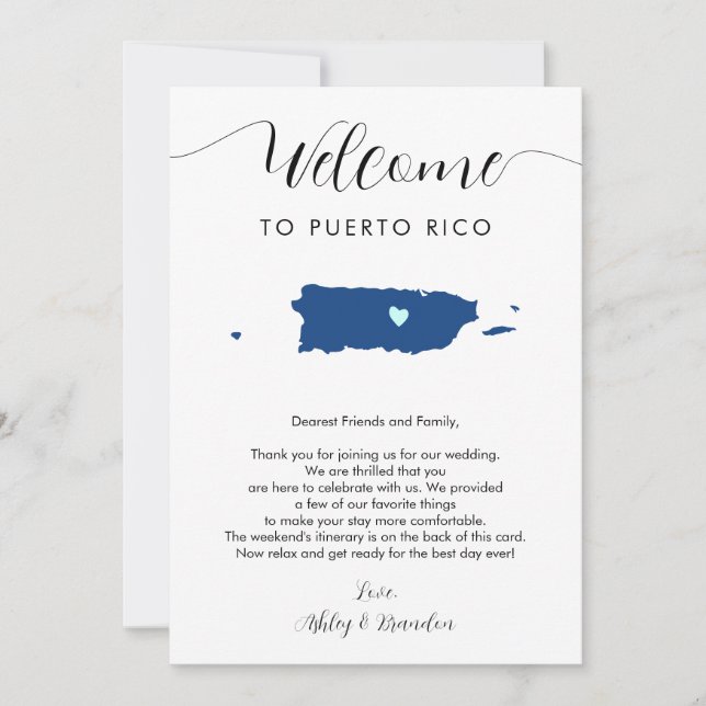Any Colour Puerto Rico Wedding Welcome Itinerary (Front)