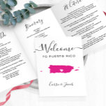 Any Colour Puerto Rico Wedding Welcome Itinerary Tri-Fold Programme<br><div class="desc">Welcome guests to your wedding with this tri-fold card. There is plenty of room to include your itinerary, restaurant suggestions, things to do, and contact info. There is space for a photo on the back of the card. All text may be customised, including the heading. You may edit the colours...</div>