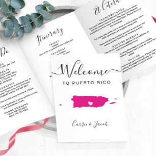 Any Colour Puerto Rico Wedding Welcome Itinerary Tri-Fold Programme