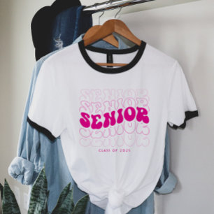 Any Colour   Retro Wavy Senior Graduation T-Shirt