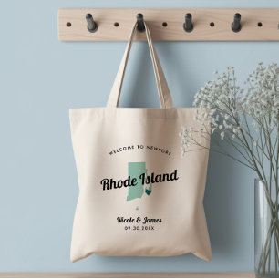 Any Colour Rhode Island Map Wedding Welcome Bag,  Tote Bag