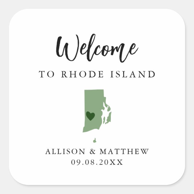 Any Colour Rhode Island Wedding Welcome Bag Square Sticker (Front)