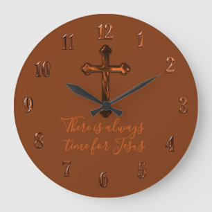 Any Colour Rust Cross Jesus is always the answer Large Clock