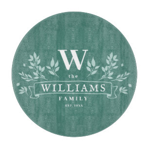 Any Colour Rustic Family Name Monogram Cutting Board