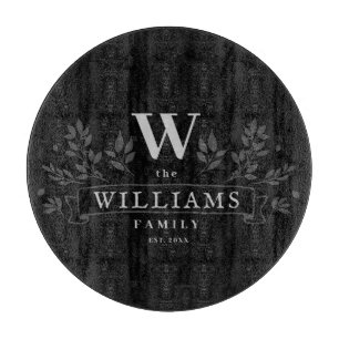 Any Colour Rustic Family Name Monogram Cutting Board