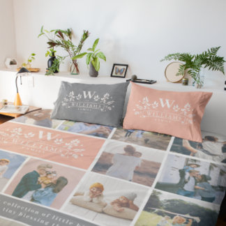 Any Colour | Rustic Family Name Monogram Pillowcase