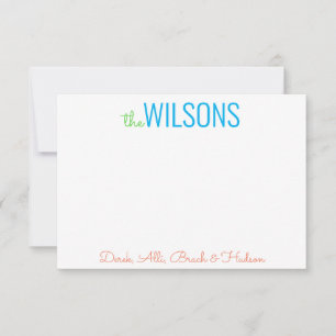 Any Colour - Script & Block Family Note Cards