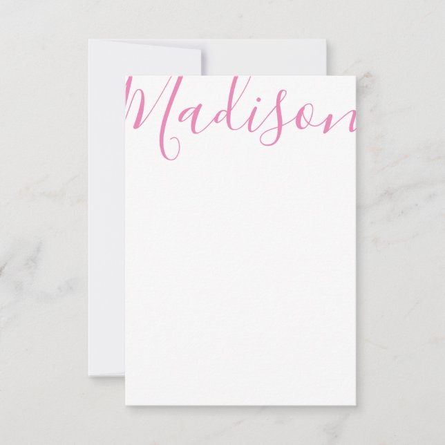 Any Colour - Script Name Personalised Note Cards (Front)
