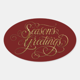 Any Colour Season's Greetings Gold Sticker