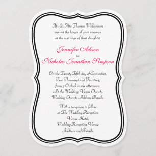Any Colour Simple Double Border Shaped Wedding Invitation