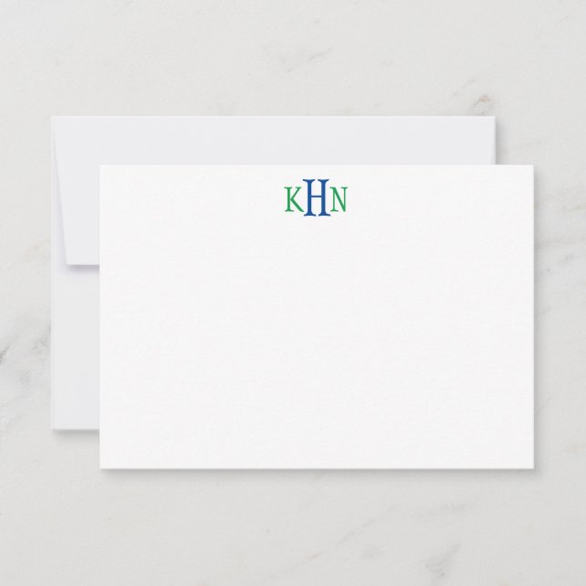Any Colour - Simple Monogram Note Cards (Front)