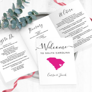 Any Colour South Carolina Wedding Welcome Itinerar Tri-Fold Programme