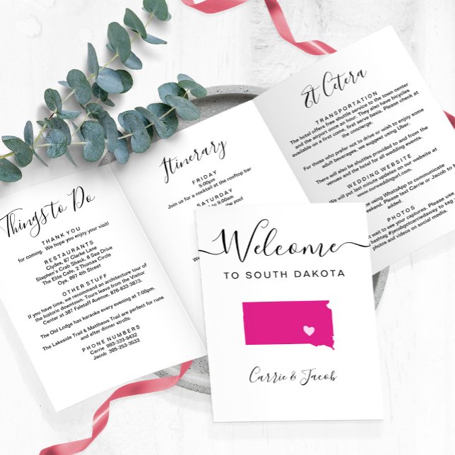 Any Colour South Dakota Wedding Welcome Itinerary Tri-Fold Programme (South Dakota Wedding Welcome Letter & Itinerary
)