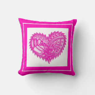 Any Colour Spike Edge Decorative Heart Hot Pink Cushion