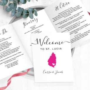 Any Colour St. Lucia Map Wedding Welcome Itinerary Tri-Fold Programme