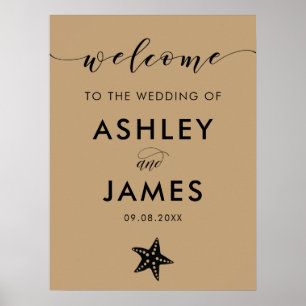 Any Colour Starfish Wedding Welcome Sign