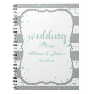 Any Colour Stripes & Mint Confetti Wedding Planner Notebook