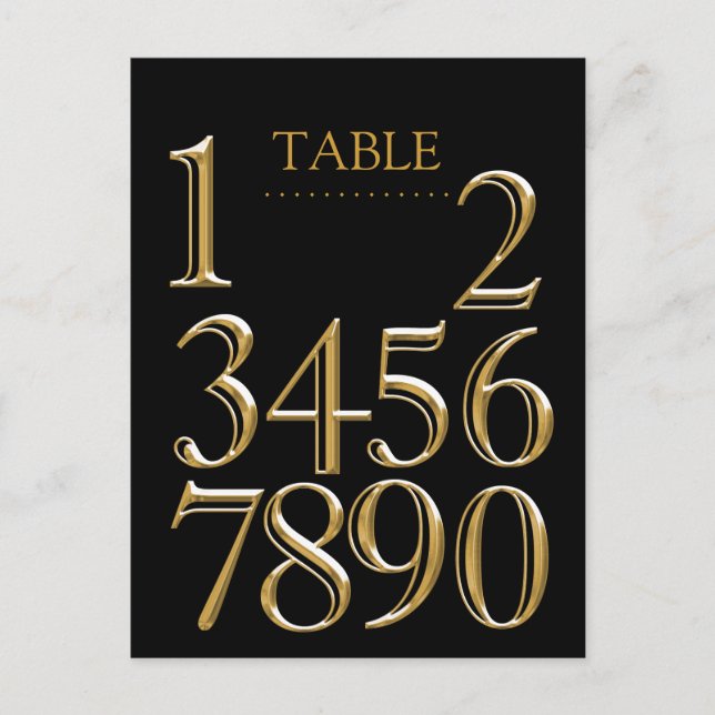 Any Colour Table Numbers Block Gold Postcard (Front)